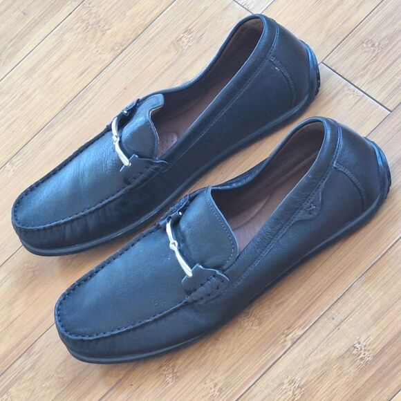 Section X Men's Darion Leather Bit Buckle Drivers size 9.5 Black Loafers Brazil - Picture 4 of 16